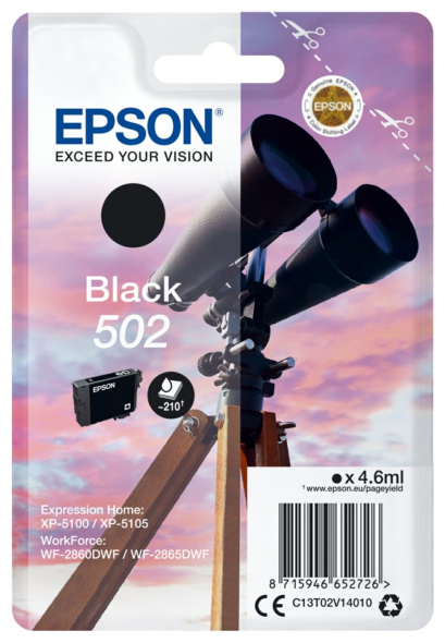 Original Epson 502 | C13T02V14010 Tinte Schwarz