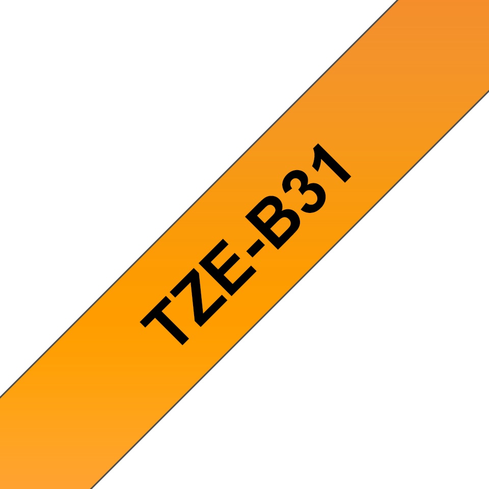 Brother Schriftband TZe-B31 | 12 mm | Schwarz auf Orange | 5 m