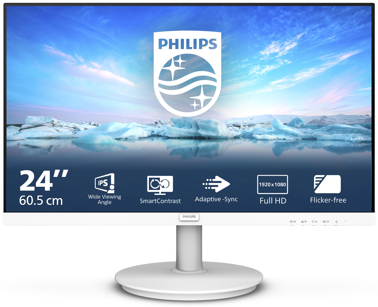 Philips V Line | 241V8AW/00 Monitor 23,8 zoll | 60,5 cm | Full HD | 1920 x 1080 | Weiß