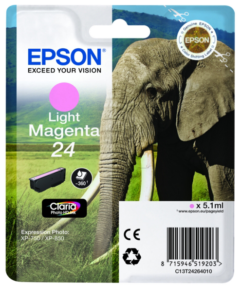 Original Epson 24 |C13T24264012  Tinte hell Magenta