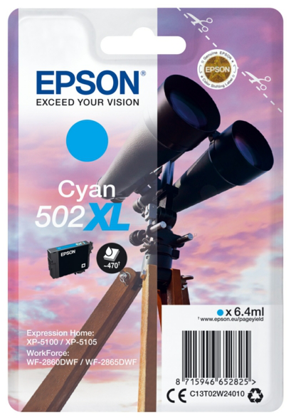 Original Epson 502XL | C13T02W24010 Tinte Cyan XL