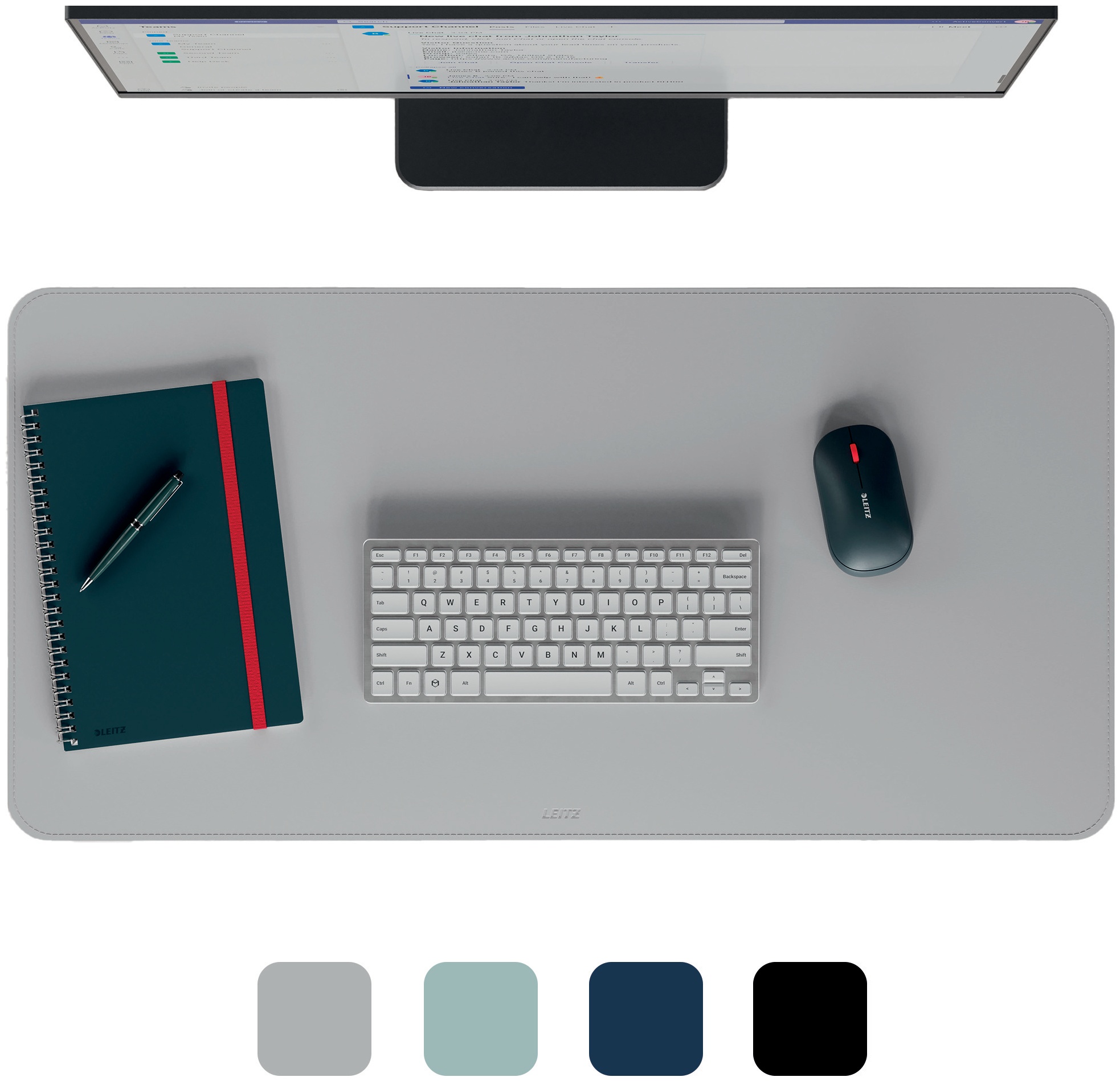 Leitz Schreibtischunterlage | 80 x 40 cm | Grau | Polyvinylchlorid (PVC)