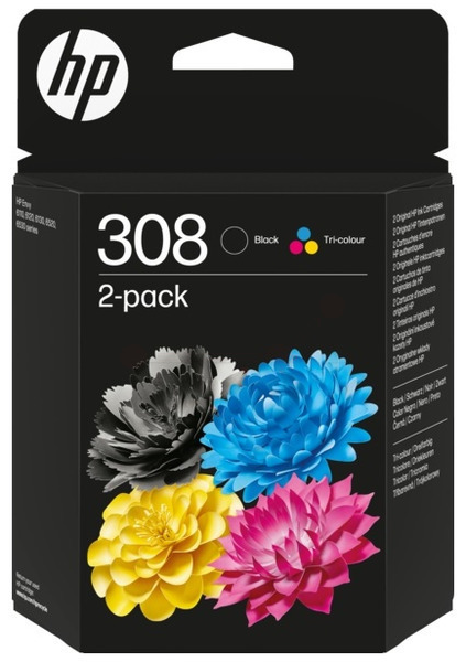 Original HP 308 | 6L6S6UE Tinte Schwarz & Farbe | 2er-Pack