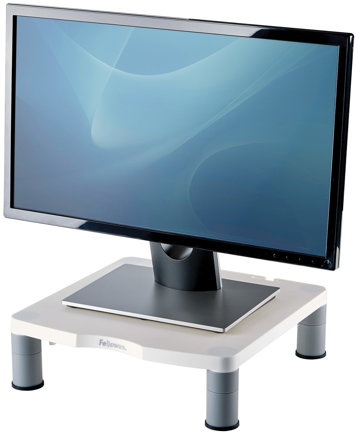 Fellowes Monitorständer | für 1 Monitor | bis 21" | bis 27 kg | Standfuß | höhenverstellbar | Weiß/Silber