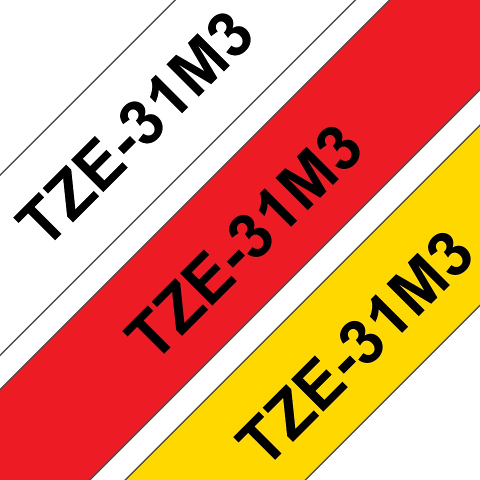 Brother Schriftband TZe-31M3 (3 St.) | 12 mm | Farbig sortiert | 8 m