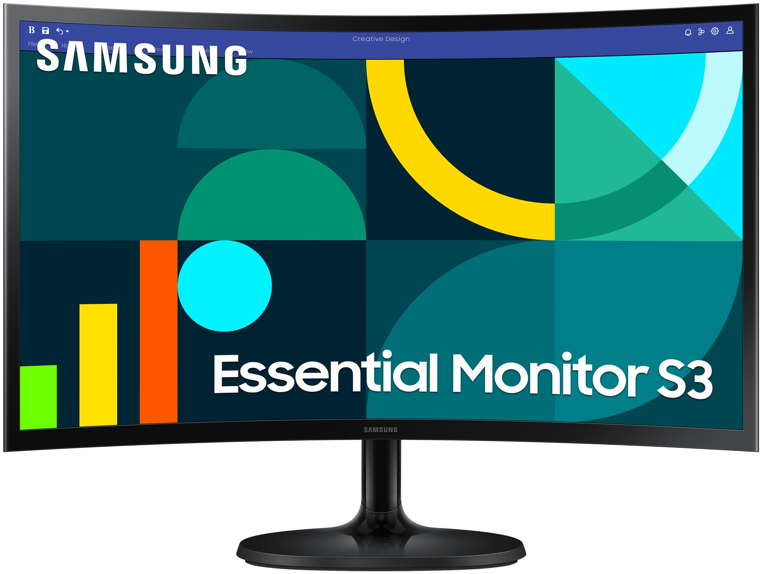 Samsung Essential Monitor S3 | S36GD Curved-Monitor 24 zoll | 61 cm | Full HD | 1920 x 1080 | Schwarz