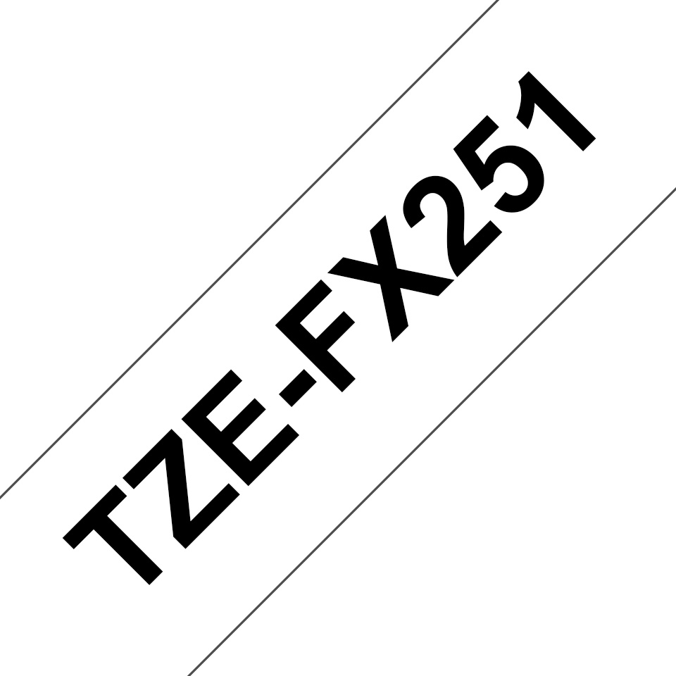 Brother Schriftband TZe-FX251 | 24 mm | Schwarz auf Weiß | 8 m