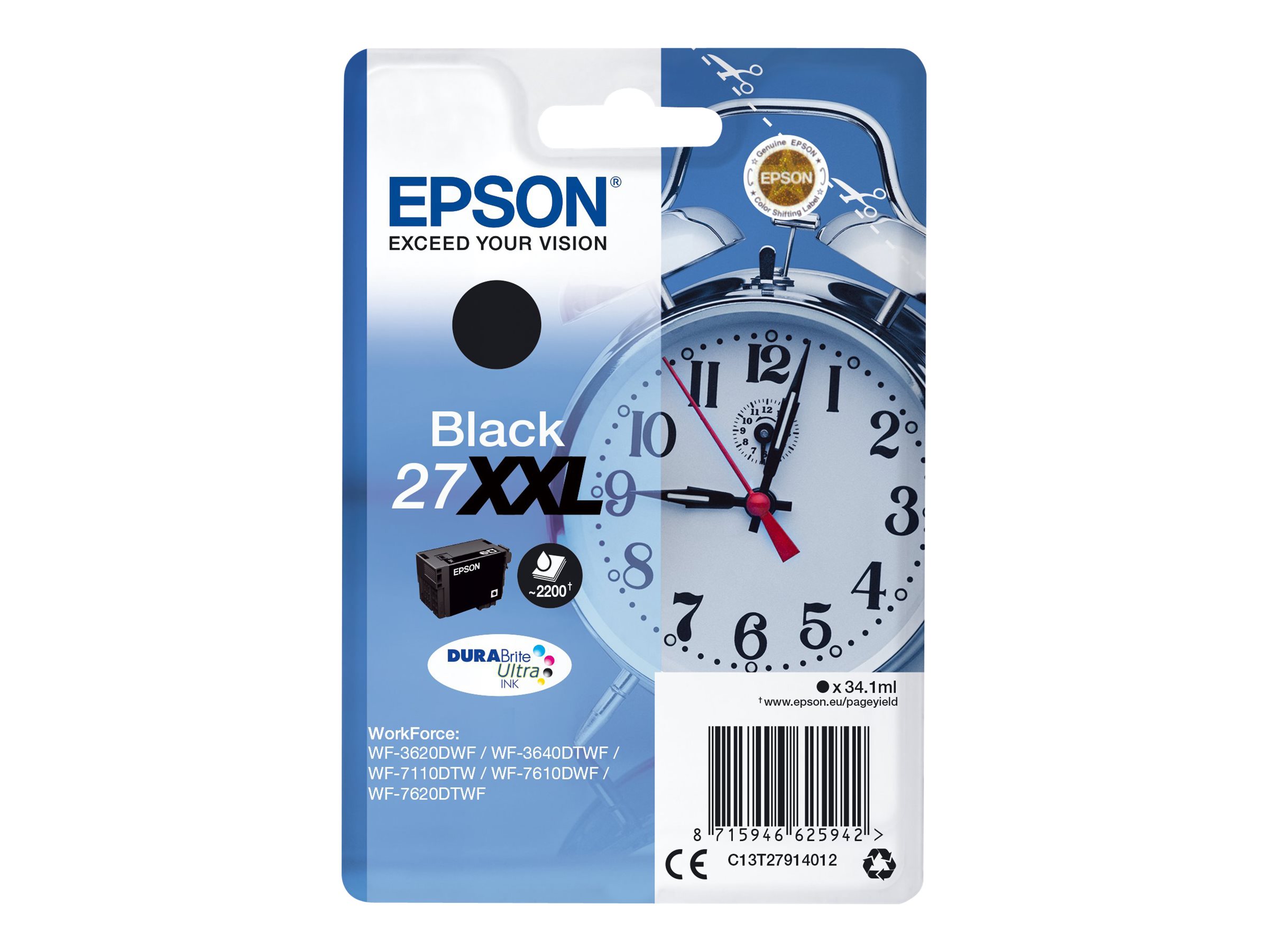 Original Epson 27XXL | C13T27914012 Tinte Schwarz XXL