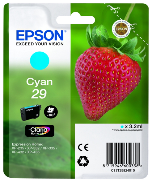 Original Epson 29 | C13T29824012 Tinte Cyan