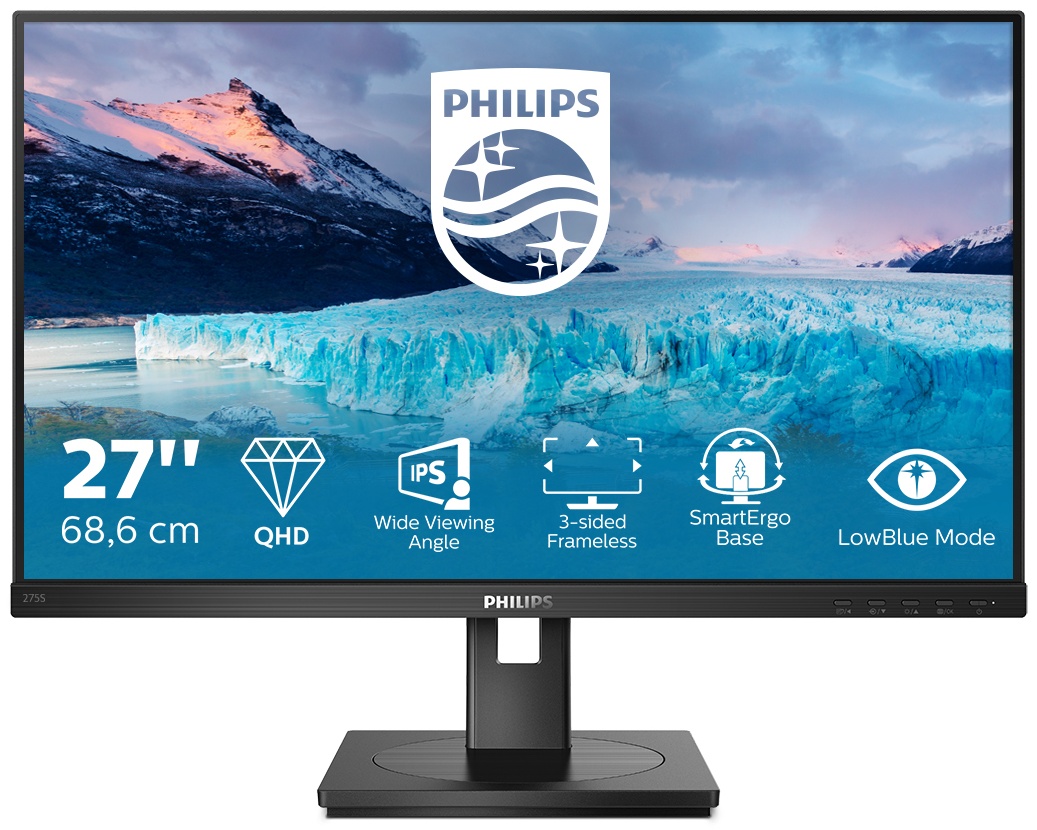 Philips S Line | 275S1AE/00 Monitor 27 zoll | 68,6 cm | WQHD | 2560 x 1440 | Schwarz