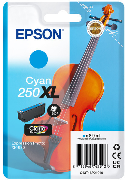 Original Epson 250XL | C13T16P24010 Tintenpatrone Cyan XL