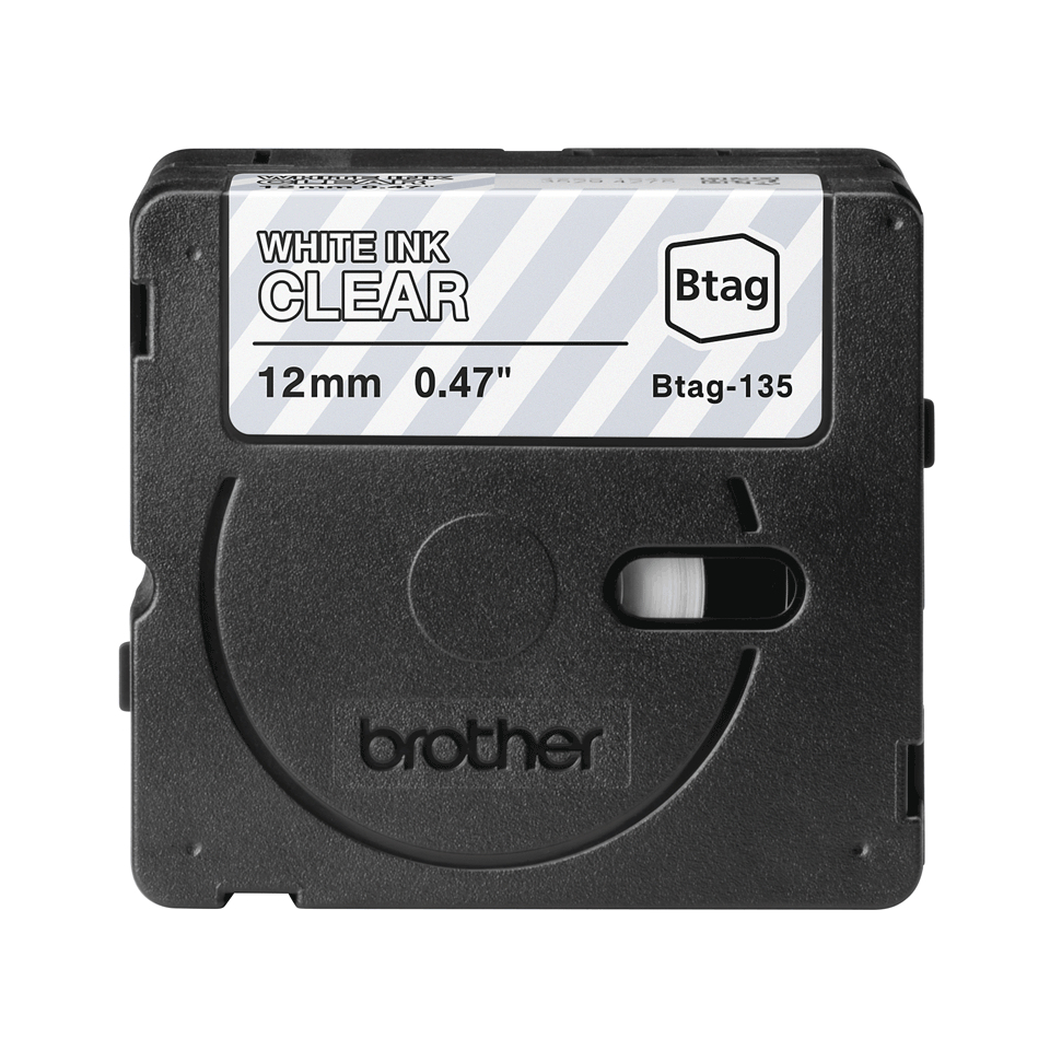 Brother Schriftband Btag BTAG135 | 12 mm | Weiß auf Transparent | 4 m