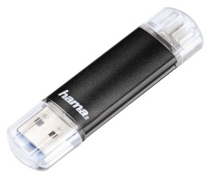 Hama Laeta Twin USB-Stick | 32 GB | USB 3.2 Gen 1 (USB-A + Micro-USB) | 45 MB/s | Schwarz