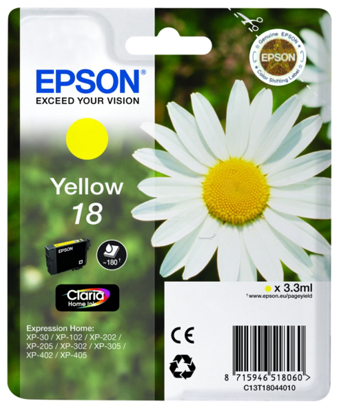 Original Epson 18 | C13T18044012 | C13T18044022 Tinte Gelb