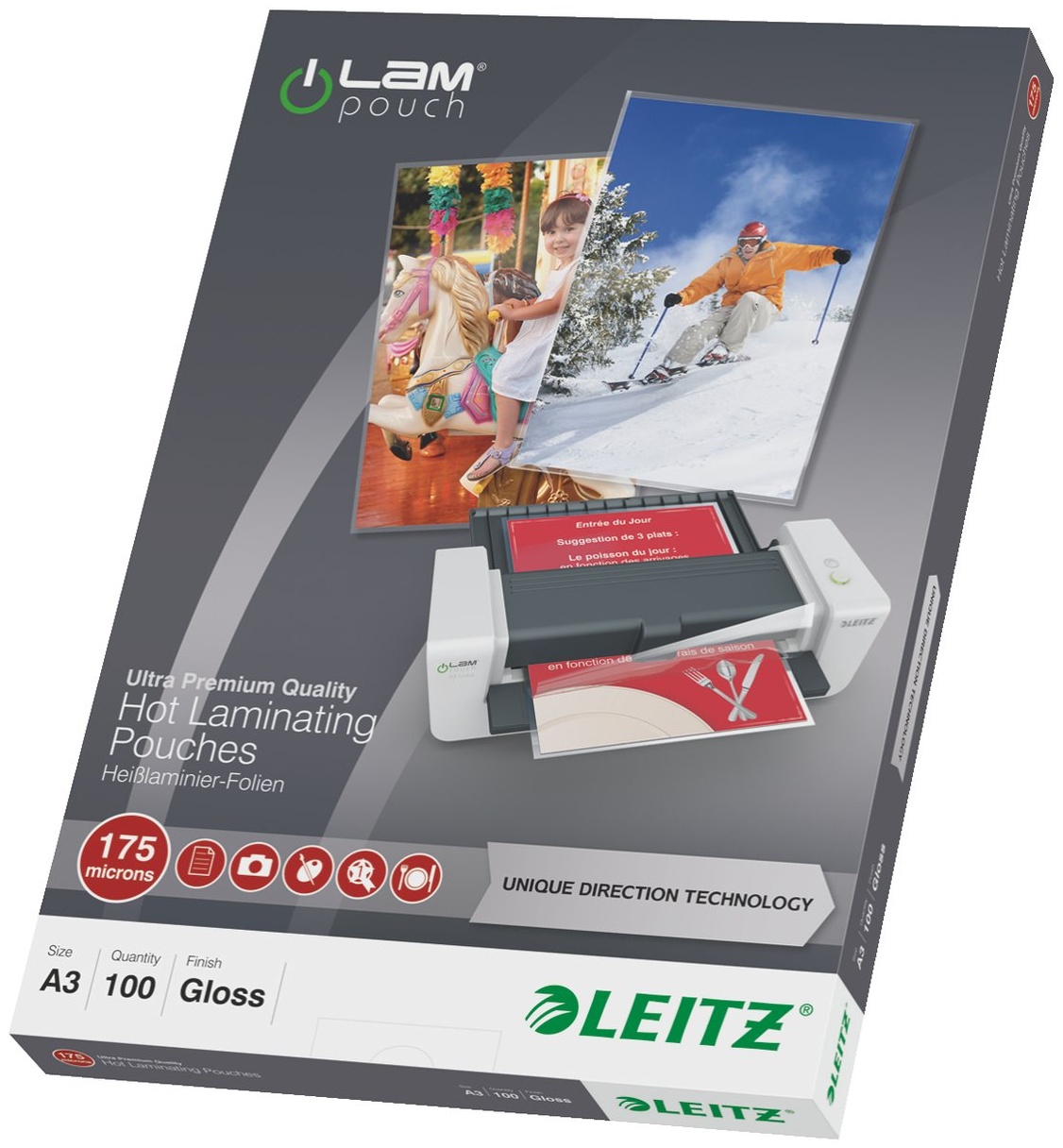 Leitz UDT Laminierfolien A3 | 175 µm | glänzend | 100 Stück