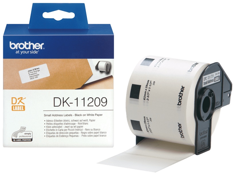 Brother Etikettenrolle DK11209 | 29x62 mm | Weiß