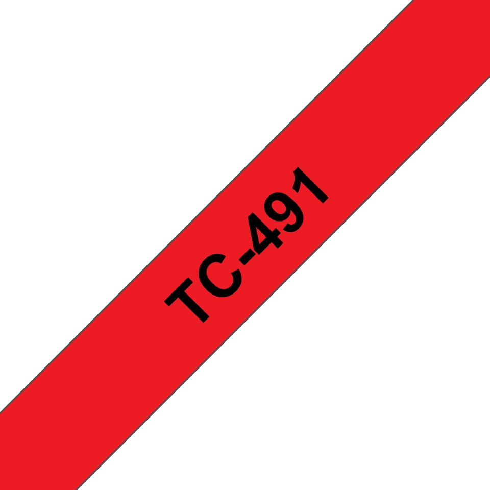 Brother Schriftband TC-491 | 9 mm | Schwarz auf Rot | 7.7 m