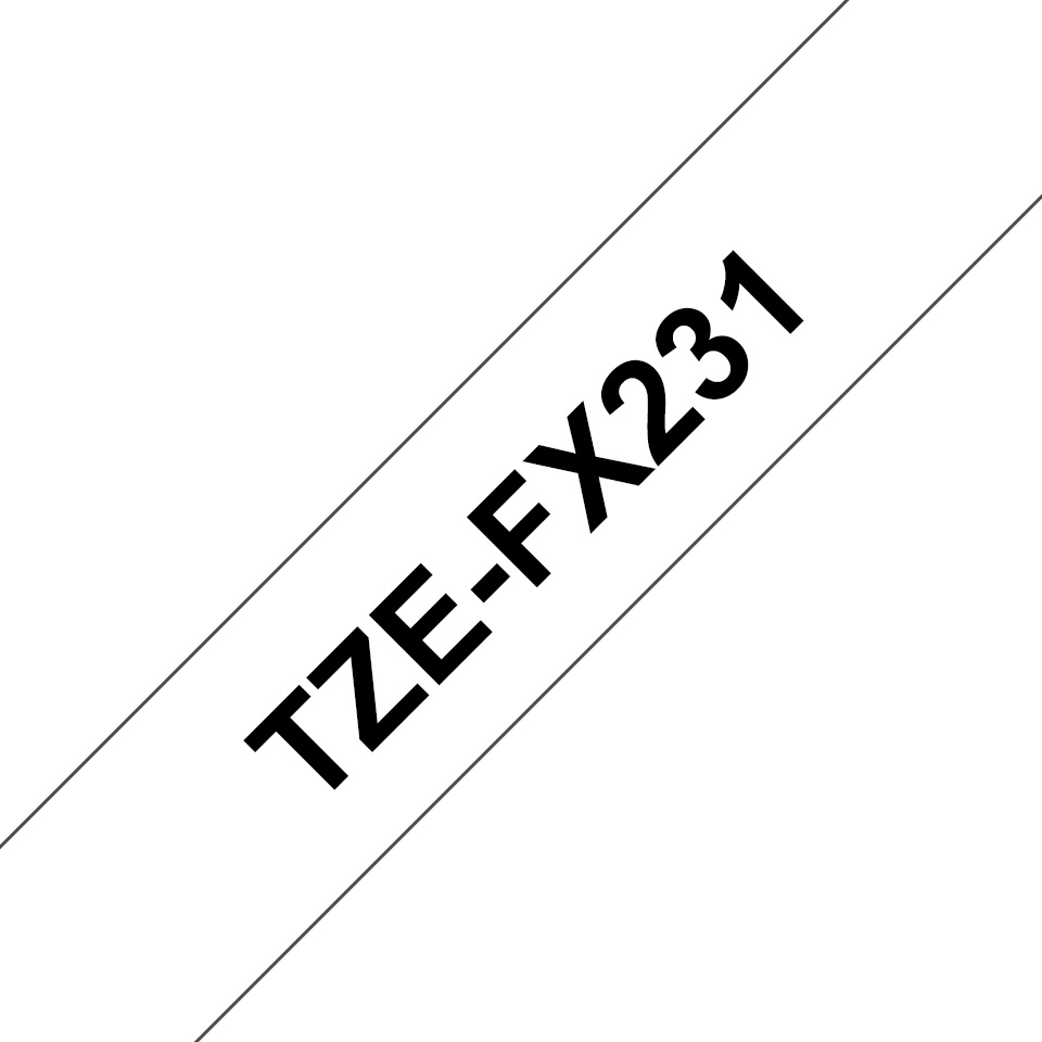 Brother Schriftband TZe-FX231 | 12 mm | Schwarz auf Weiß | 8 m