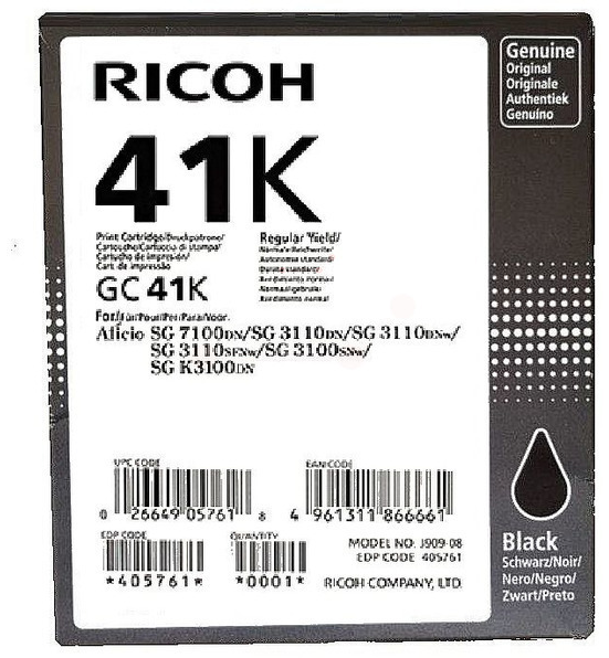 Original Ricoh GC41K | 405761 Tinte Schwarz XL