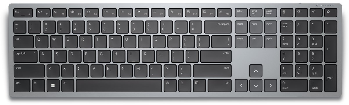 Dell KB700 Tastatur | Bluetooth | QWERTZ (DE) | mit Ziffernblock | 2× AAA-Batterie | Grau