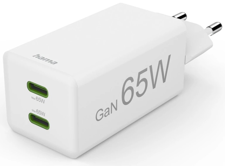 Hama GaN-Ladeadapter 2× USB-C 65 W Weiß