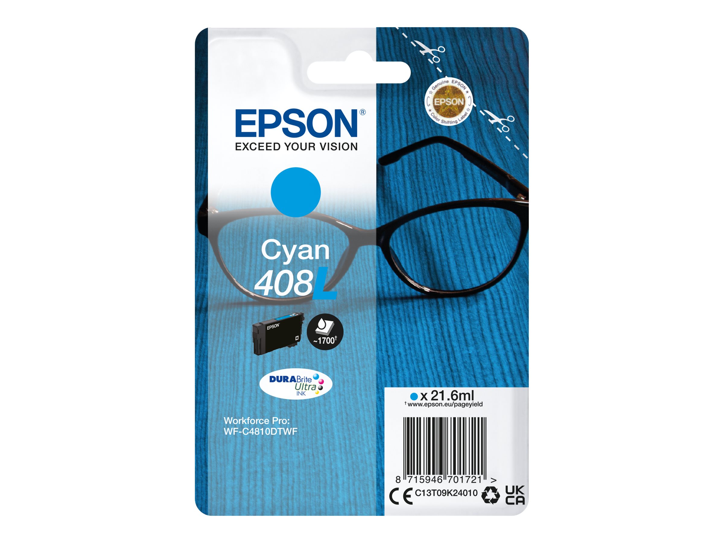Original Epson 408L | C13T09K24010 Tinte Cyan XL
