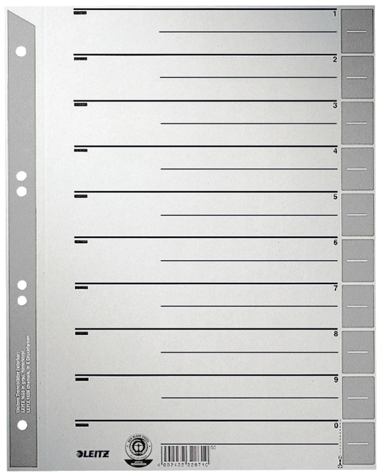 Leitz Trennblätter 1652 | DIN A4 | 1-0 | Grau | 100er-Pack