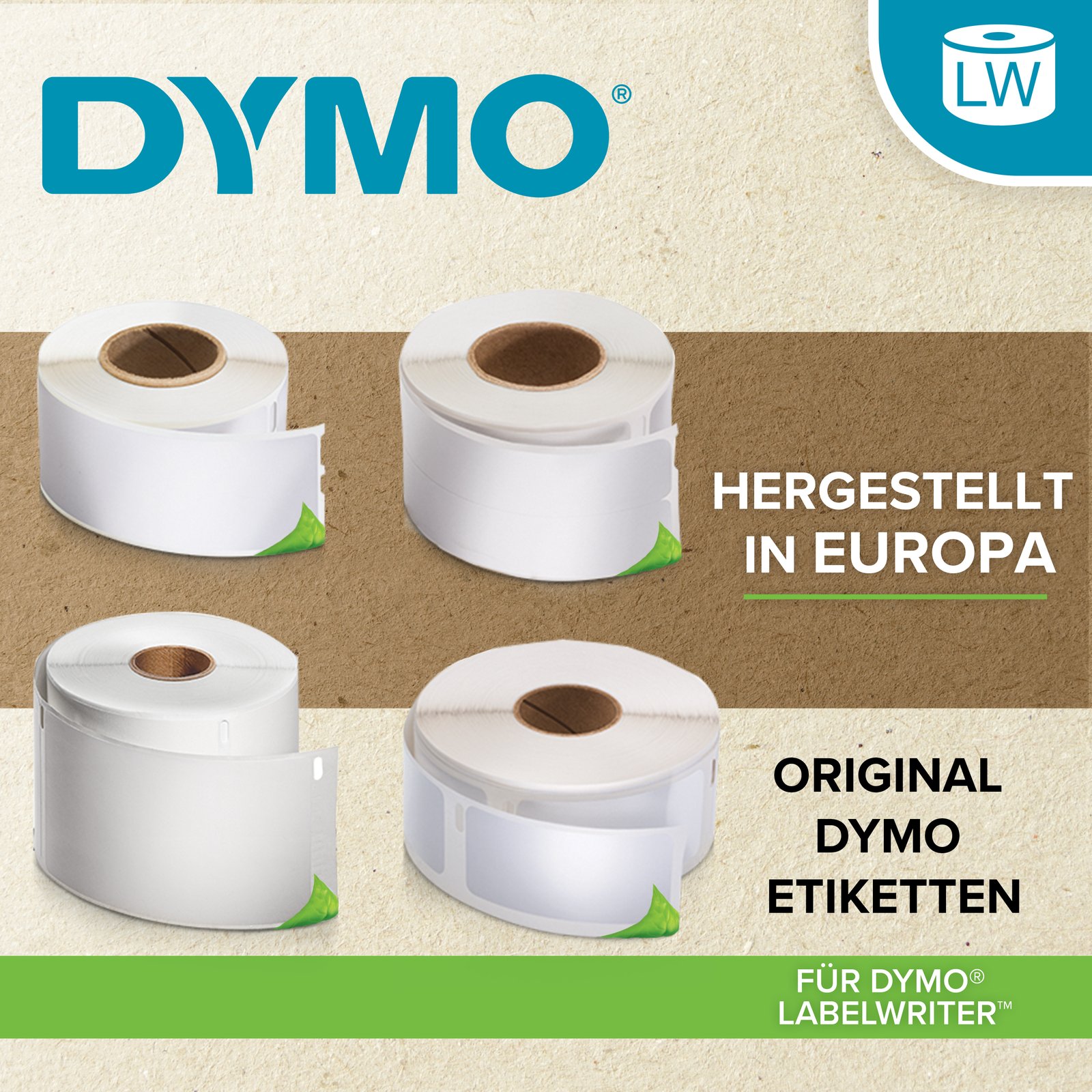 Dymo Etikettenrolle S0722420 (12 Rollen) | 54x101 mm | Weiß | Papier