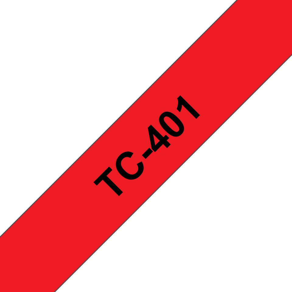 Brother Schriftband TC-401 | 12 mm | Schwarz auf Rot | 7.7 m