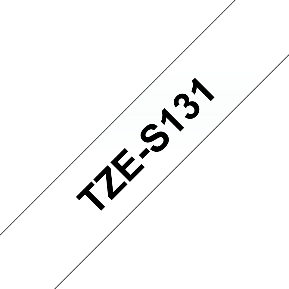 Brother Schriftband TZe-131 | 12 mm | Schwarz auf Transparent | 8 m