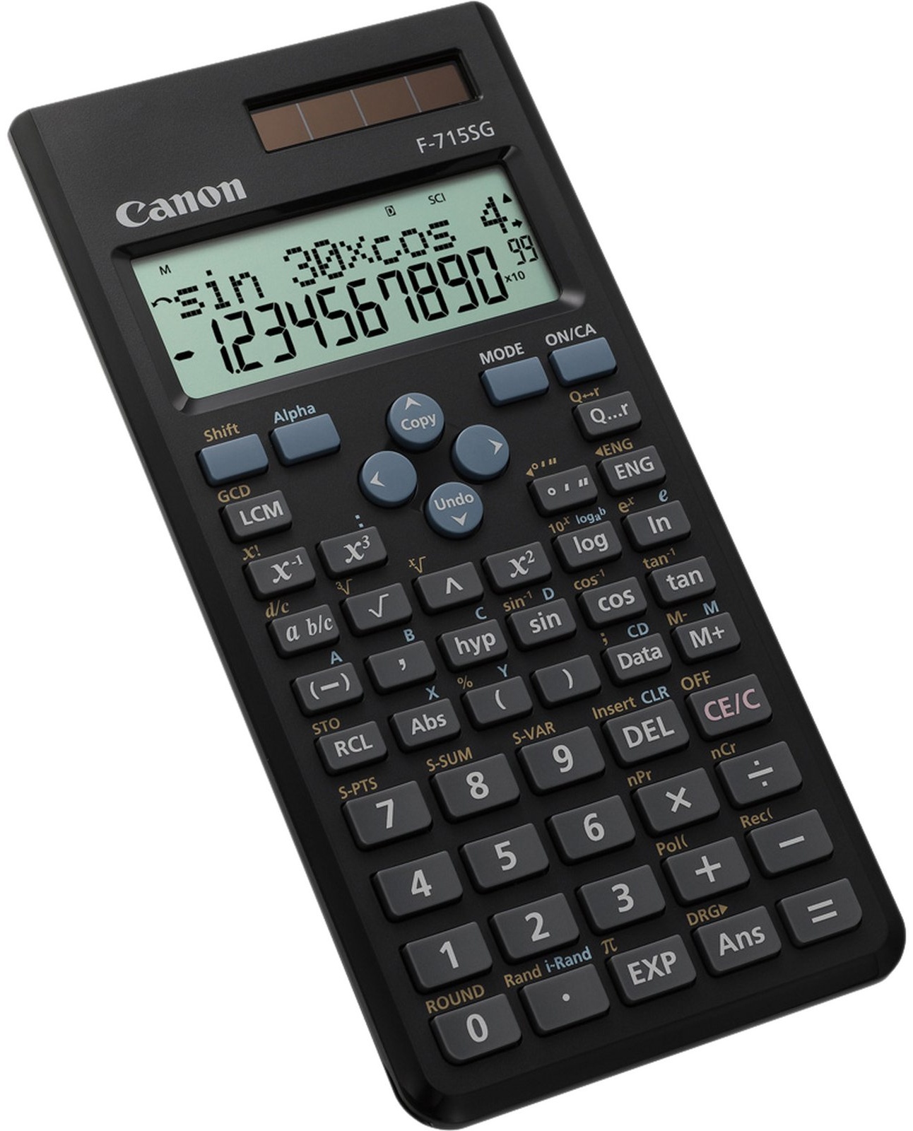 Canon F-715SG Wissenschaftlicher Taschenrechner | 12 Stellen | Solar + Batterie | Schwarz