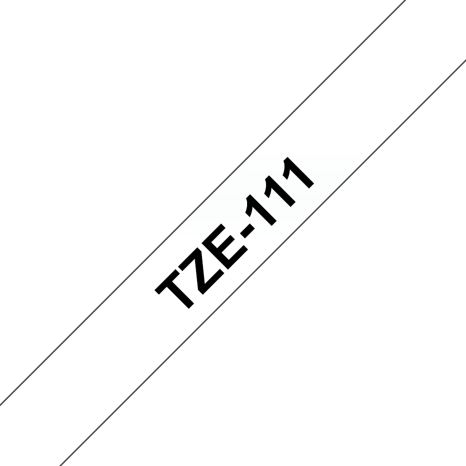 Brother Schriftband TZe-111 | 6 mm | Schwarz auf Transparent | 8 m