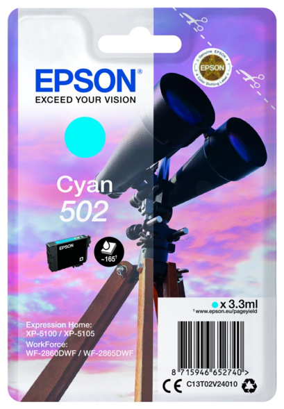 Original Epson  502 | C13T02V24010 Tinte Cyan