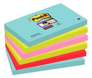 Post-it® Haftnotizen Super Sticky Cosmic | Blau, Pink, Rot, Gelb | 6er-Pack