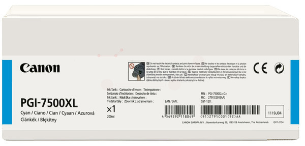 Original Canon PGI7500XLC | 2791C001 Tinte Cyan