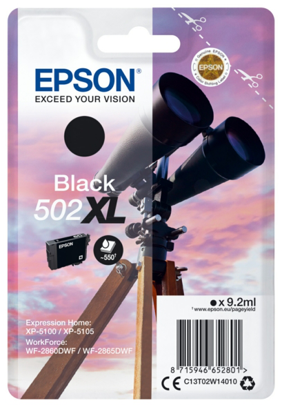 Original Epson 502XL | C13T02W14010 Tinte Schwarz XL