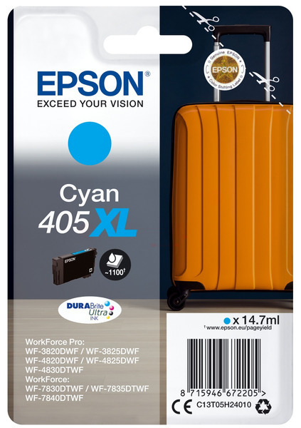 Original Epson 405XL | C13T05H24010 Tinte Cyan XL