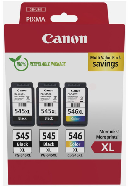 Canon PG-545XLx2/CL-546XL  schwarz, color Druckköpfe, 3er-Set