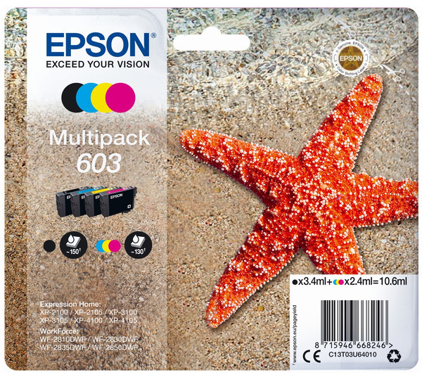 Original Epson 603 | C13T03U64010 Tinte | 4er-Pack