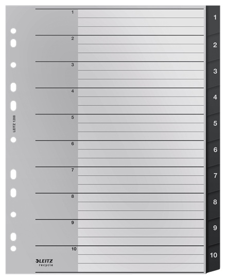 Leitz Register recycle 1208 | DIN A4 | 1-10 · 10-teilig | Schwarz