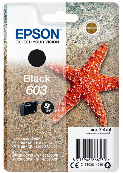 Original Epson 603 | C13T03U14010 Tinte Schwarz
