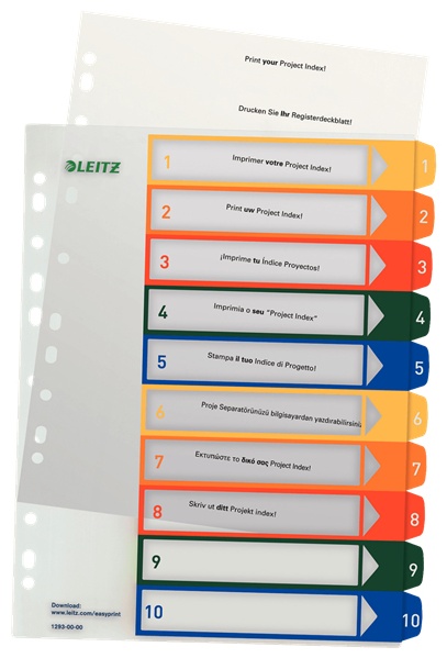 Leitz Register 1293 | DIN A4 | 1-10 · 10-teilig | Mehrfarbig
