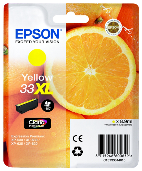 Original Epson 33XL | C13T33644012 Tinte Gelb XL