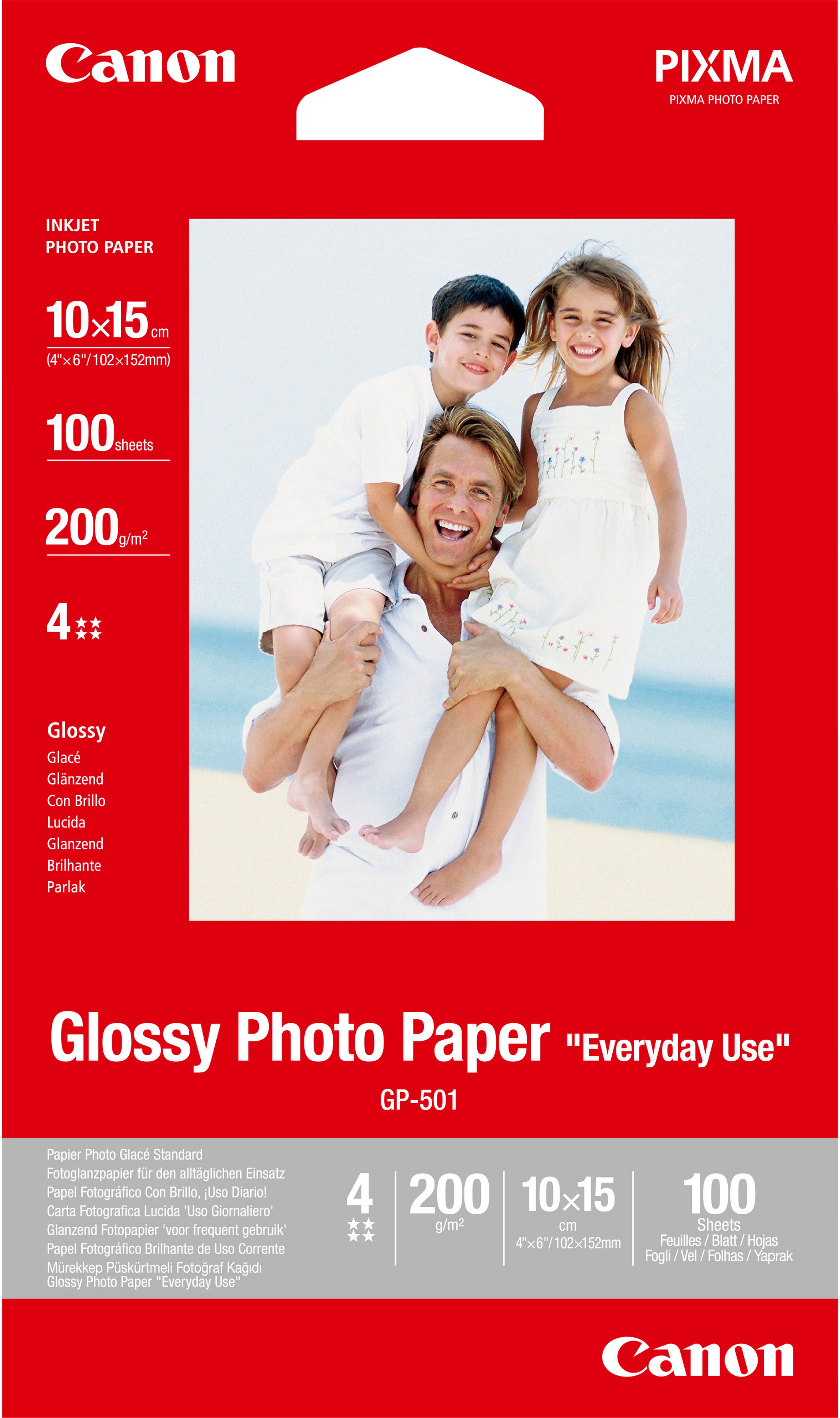 Canon Fotopapier GP-501 Hochglänzend | 10x15 cm | 200 g/m² | 100 Blatt