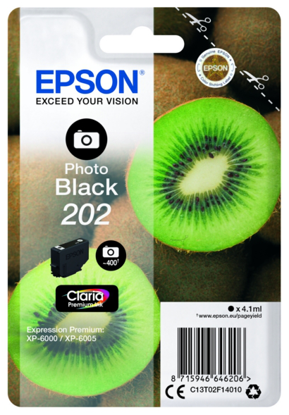 Original Epson 202 | C13T02F14010 Tinte Foto Schwarz