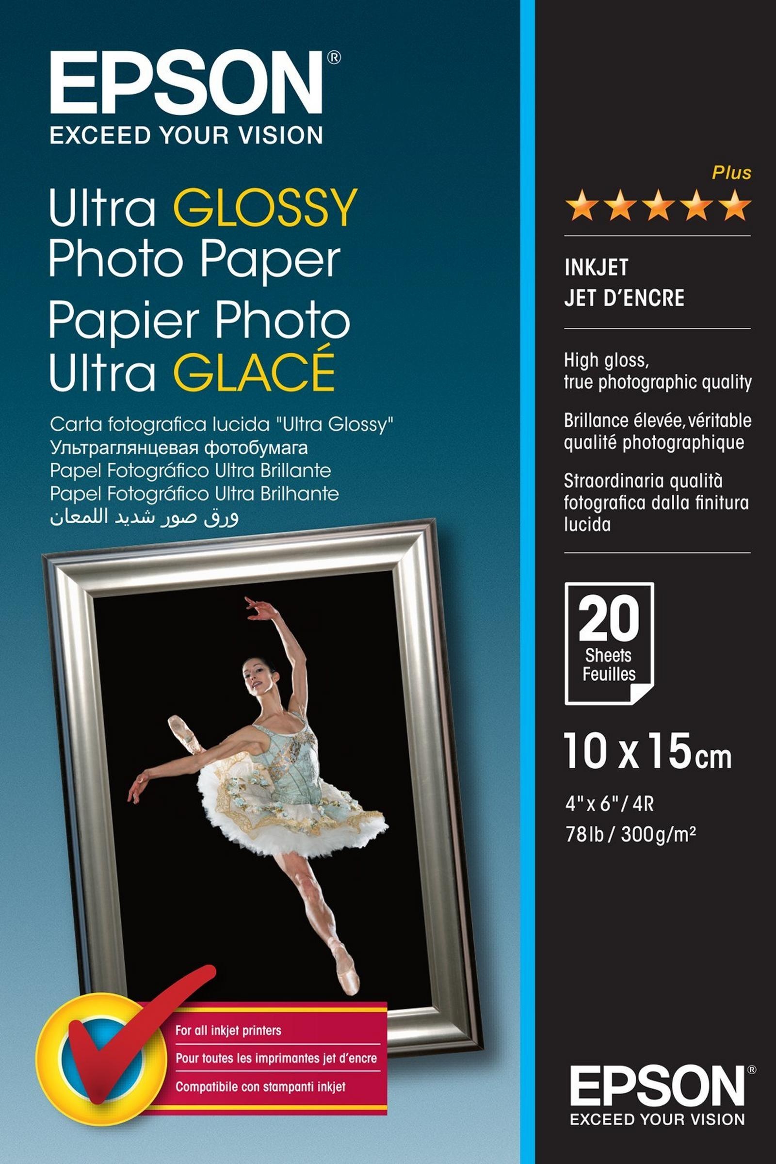 Epson Fotopapier S041926 Hochglänzend | 10x15 cm | 300 g/m² | 20 Blatt