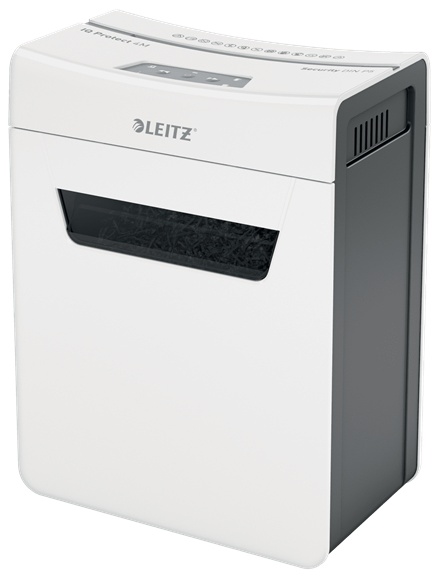 Leitz IQ 4M Protect Premium Aktenvernichter | P-5 Mikroschnitt | 4 Blatt | 14 l | Grau/Weiß