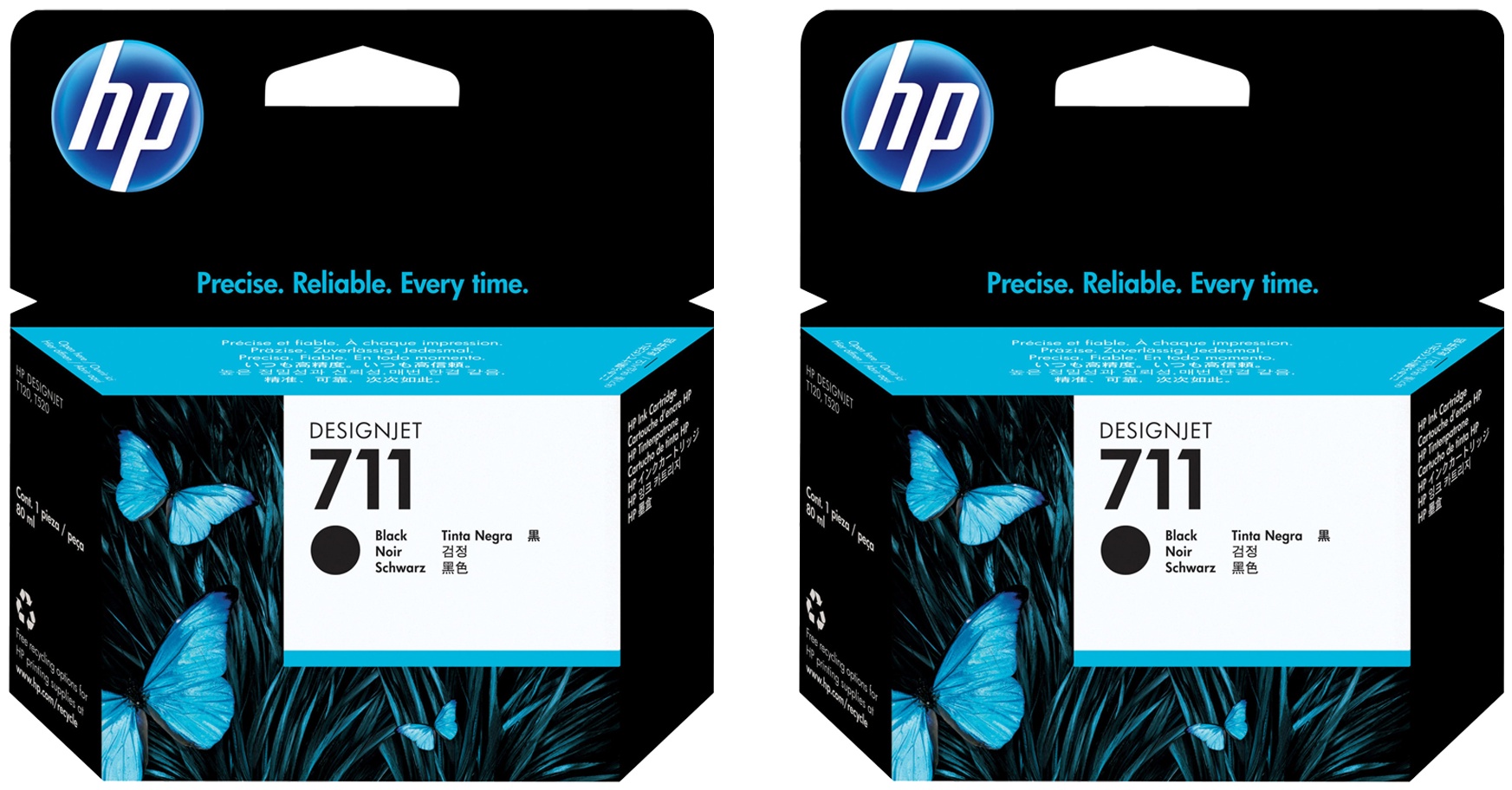 Original HP 711 | P2V31A Tinte Schwarz | 2 Stück XL