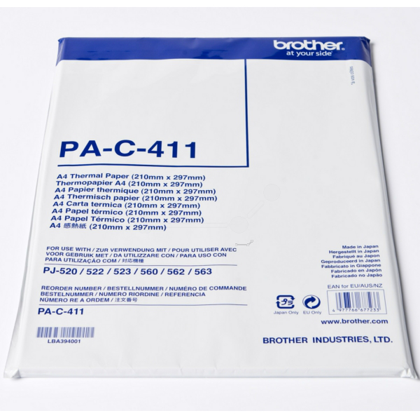 brother PAC411 weiß Thermopapier, 100 Blatt