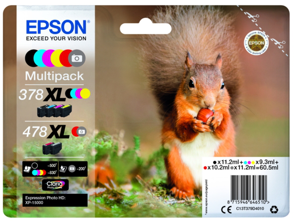 Original Epson 378XL | 478XL | C13T379D4010 Tinte Spar Set | 6 Farben XL